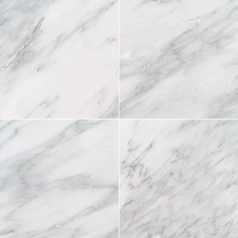 Arabescato Carrara Honed Marble Tiles 18x18 close up