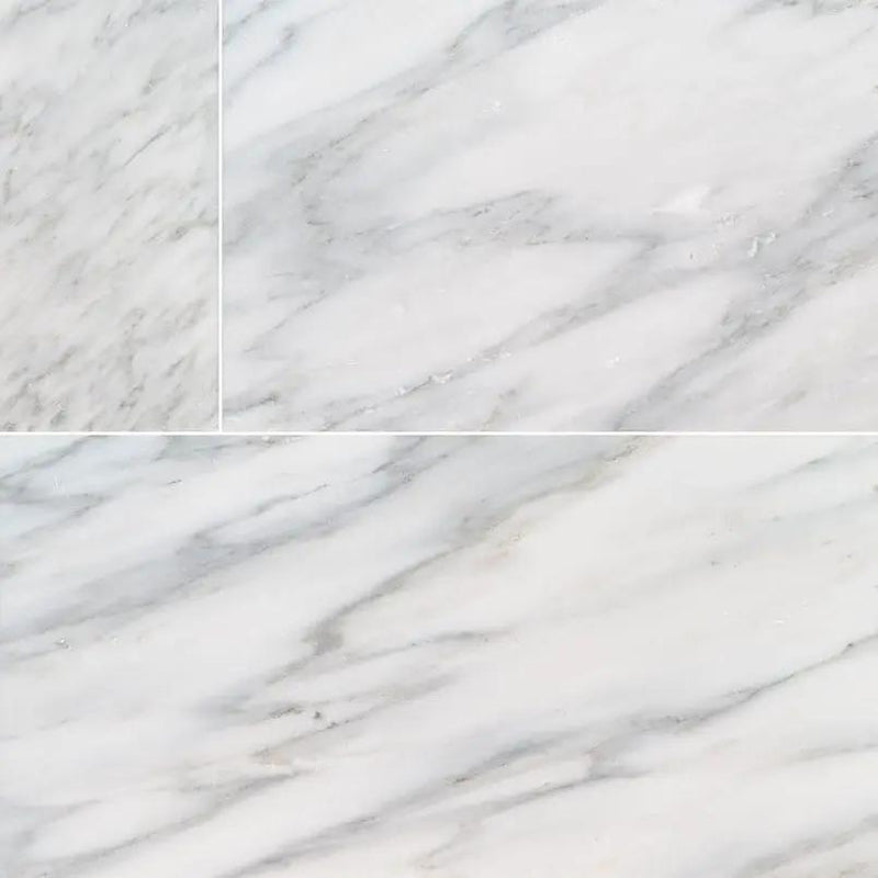 Arabescato Carrara Honed Marble Tiles 6x12 close up