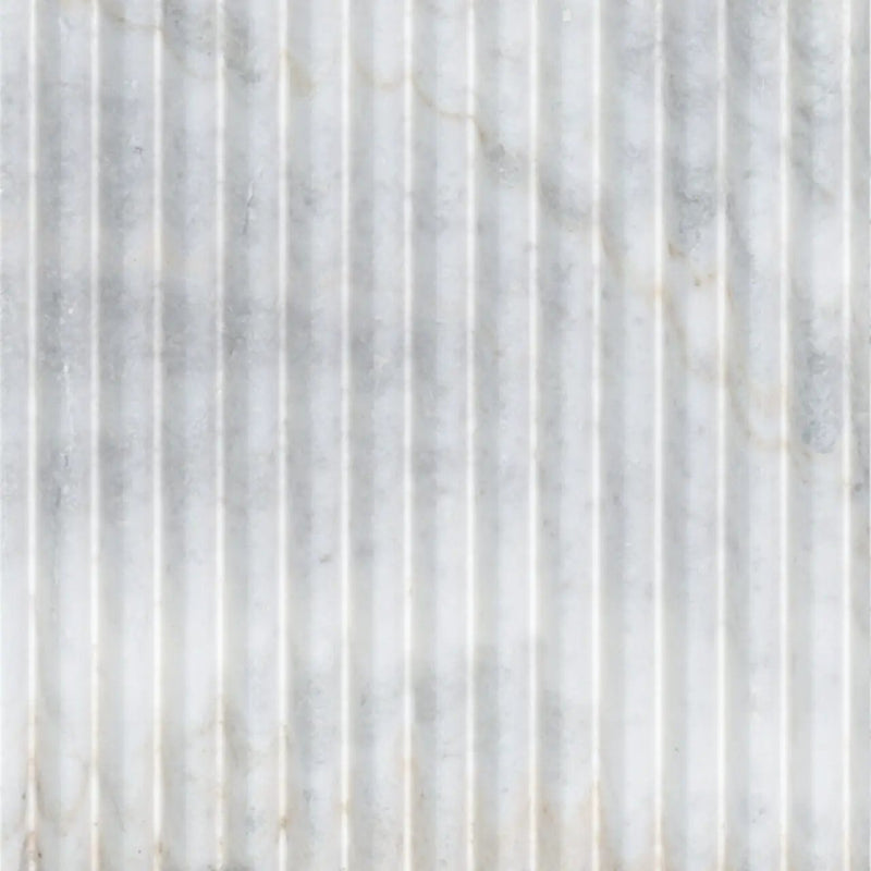 Arabescato Venato Valentino Fluto 12x24 Honed Marble Mosaics close up