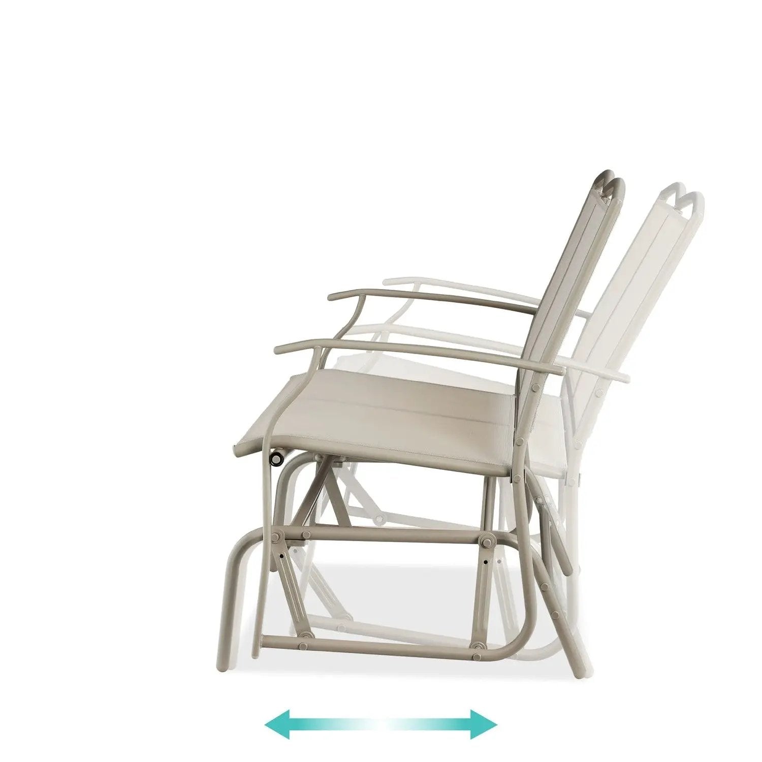 2 Seat Mesh Patio Loveseat Swing Glider Rocker with Armrests in Taupe by HomePacific