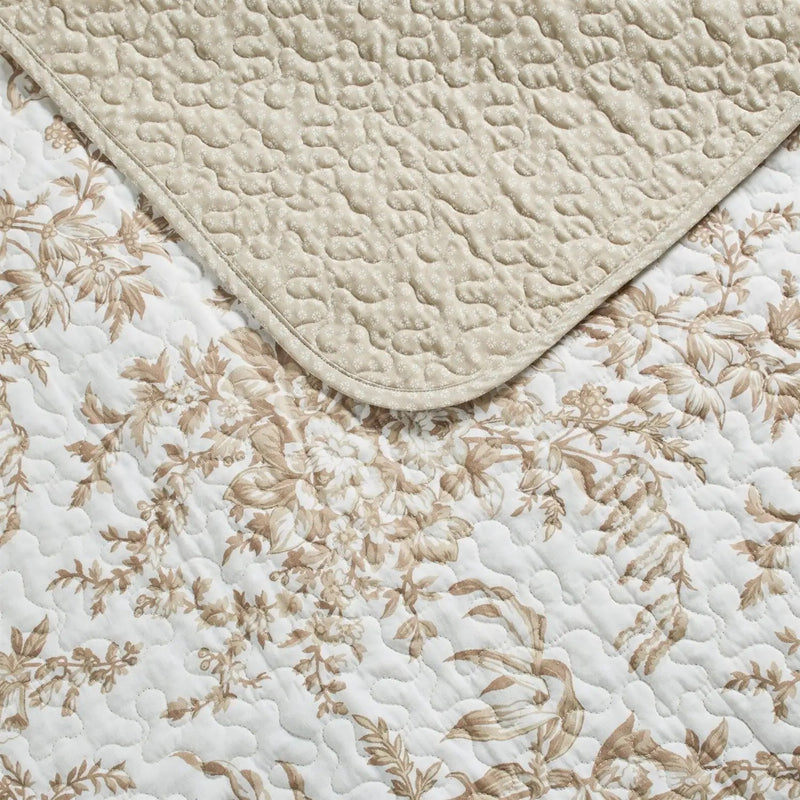 King size 3 Piece Bed-in-a-Bag Bohemian Tan Beige Floral Cotton Quilt Set by HomePacific