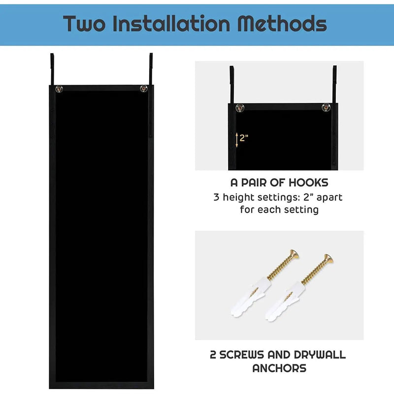 Black Full Length Bedroom Mirror with Over the Door or Wall Mounted Design by HomePacific