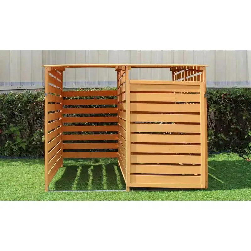 Outdoor Solid Wood Garbage Can Recycle Bin Storage Shed - Holds 2 Trash Bins by HomePacific