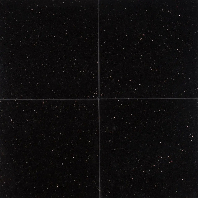 Black Galaxy Polished Granite Tiles 12x12 C close up
