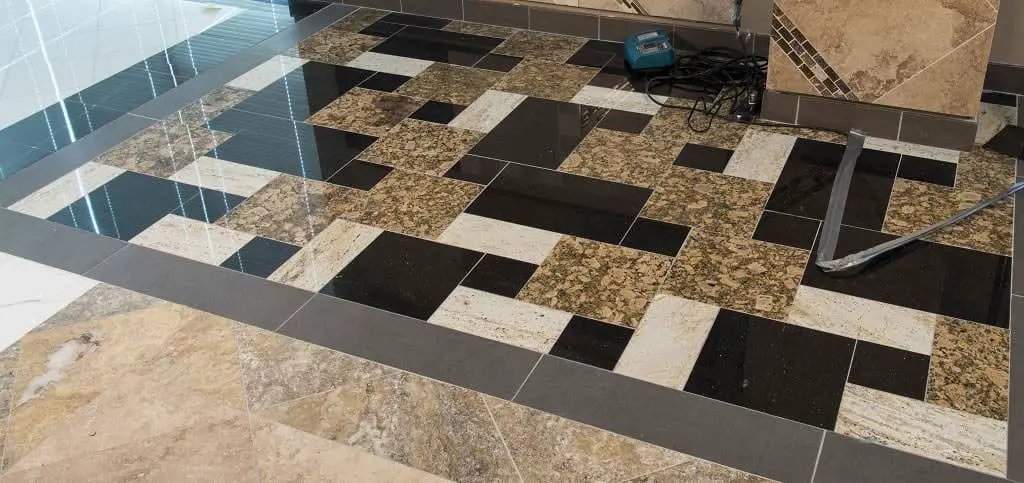 Black Galaxy Polished Granite Tiles 18x18 in a finished room