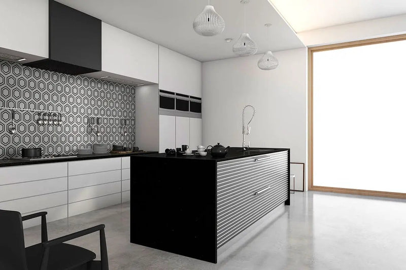 Black Galaxy Polished Granite Tiles 18x18 in a finished room