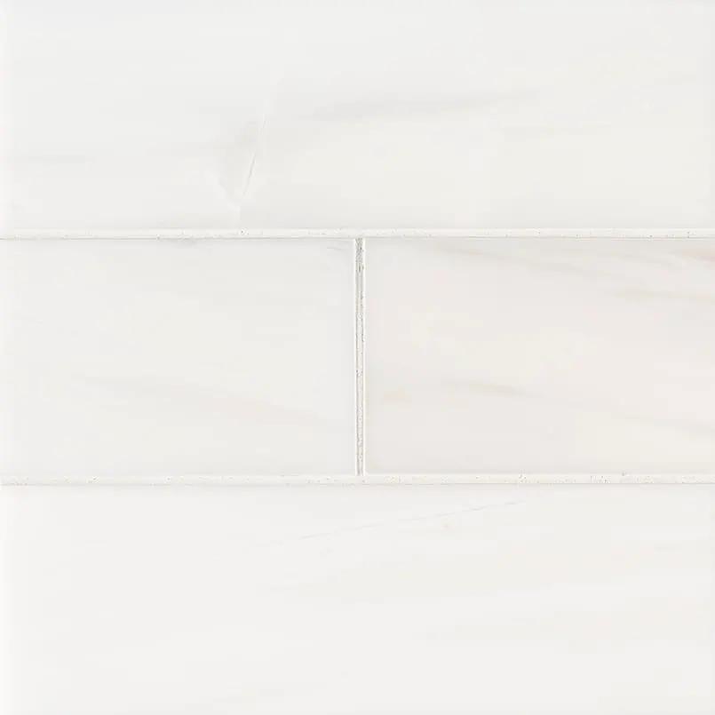 Bianco Dolomite Subway Tile 4x12 Polished Marble Mosaics close up