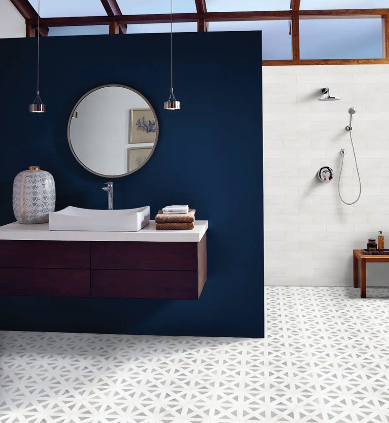 Bianco Dolomite Subway Tile 4x12 Polished Marble Mosaics in a finished room