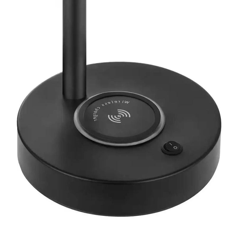 Modern LED Desk Light Table Lamp with Wireless Cell Charging Pad in Black by HomePacific