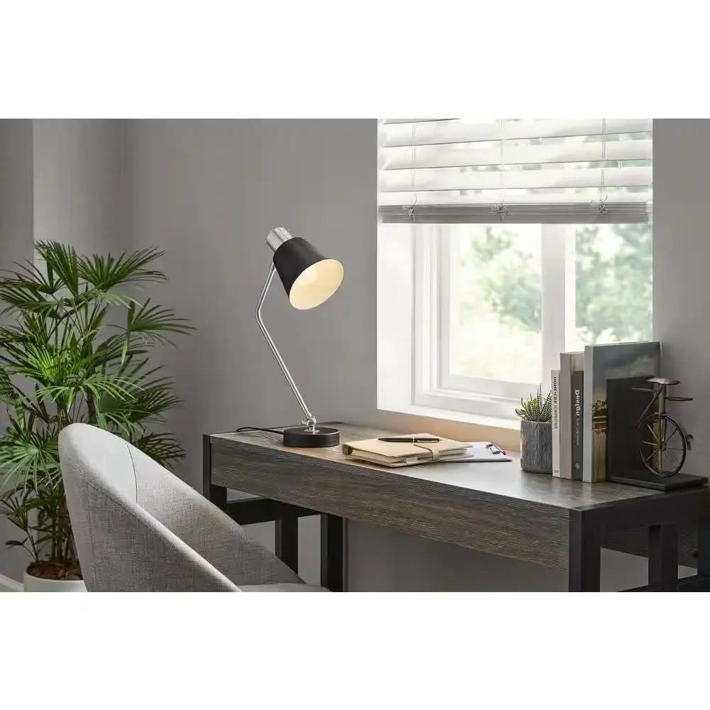 Simple Modern Metal Desk Light Table Lamp with Black Shade and Adjustable Tilt by HomePacific