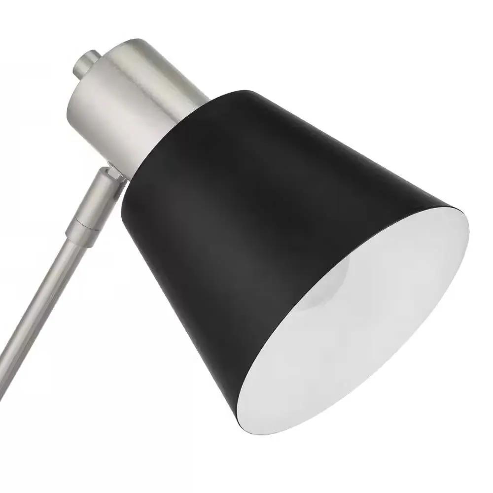 Simple Modern Metal Desk Light Table Lamp with Black Shade and Adjustable Tilt by HomePacific