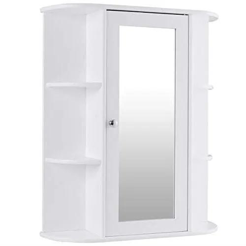 White Bathroom Wall Mounted Medicine Cabinet with Storage Shelves by HomePacific