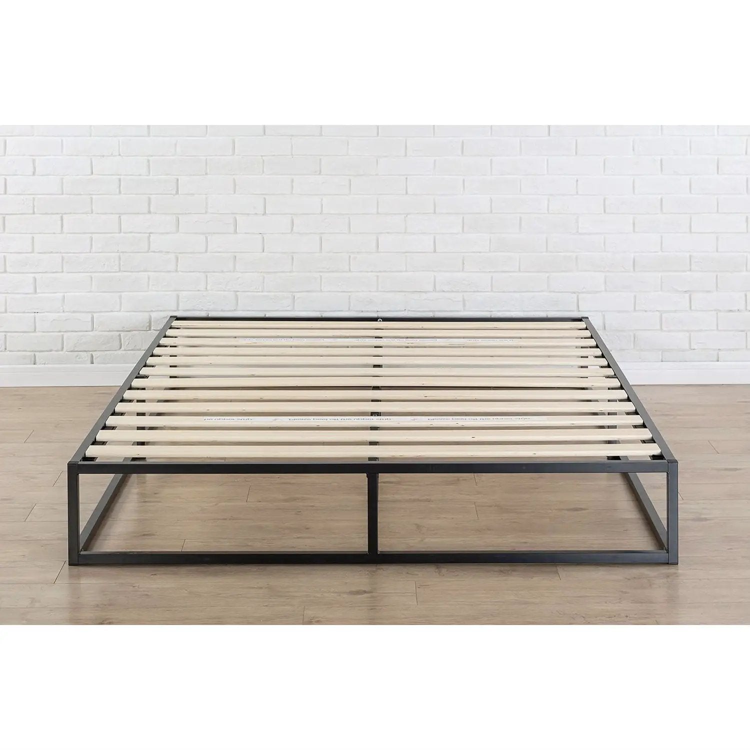Twin size 10-inch Low Profile Modern Metal Platform Bed Frame with Wooden Slats by HomePacific
