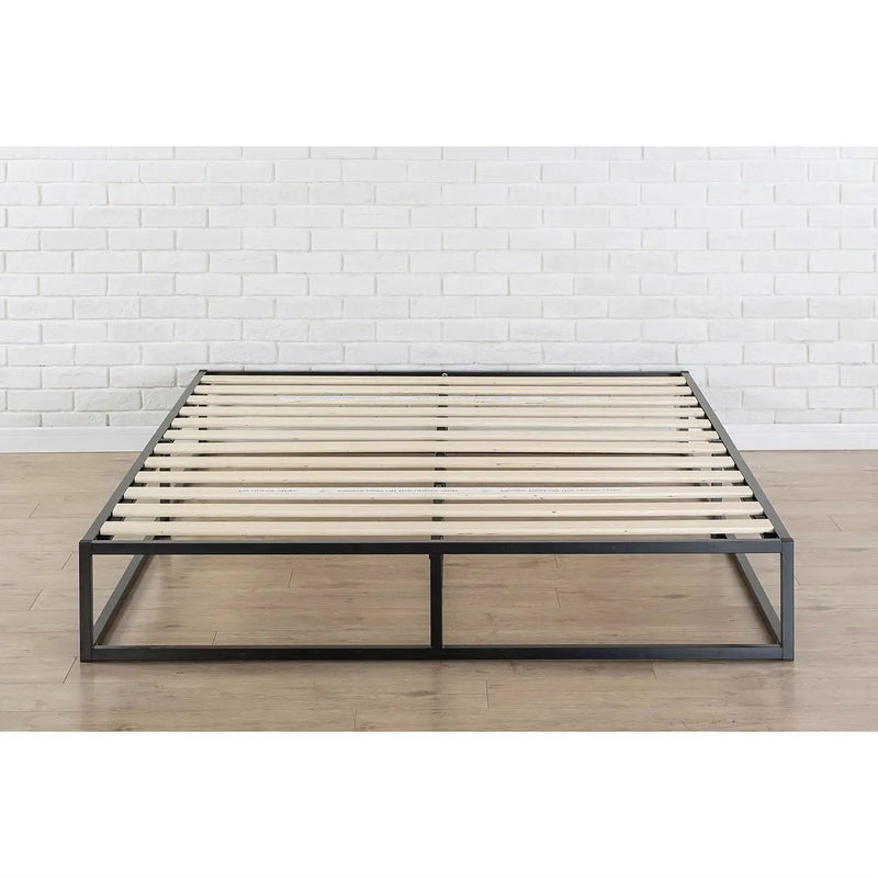 Twin size 10-inch Low Profile Modern Metal Platform Bed Frame with Wooden Slats by HomePacific