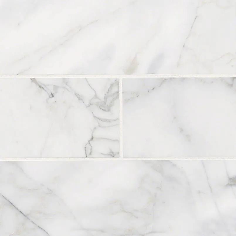 Calacatta Cressa Marble Subway Tile 4x12 Honed Mosaics close up