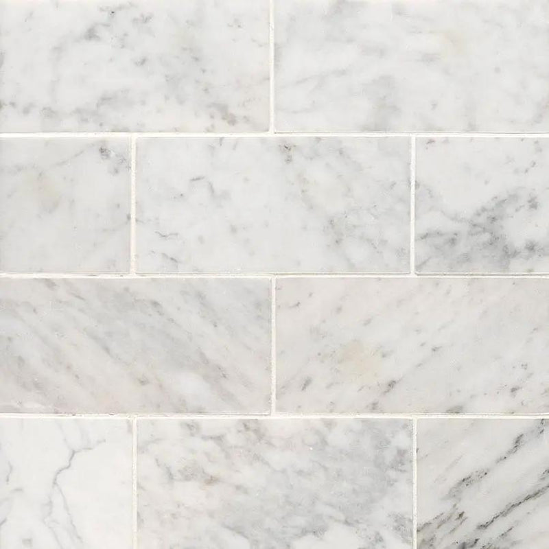 Carrara White Subway Tile 3x6 Honed Marble Mosaics by MSI Surfaces