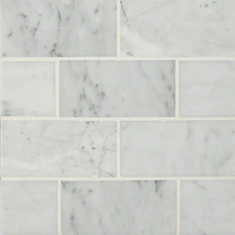 Carrara White Polished Marble Mosaics 3x6 by MSI Surfaces