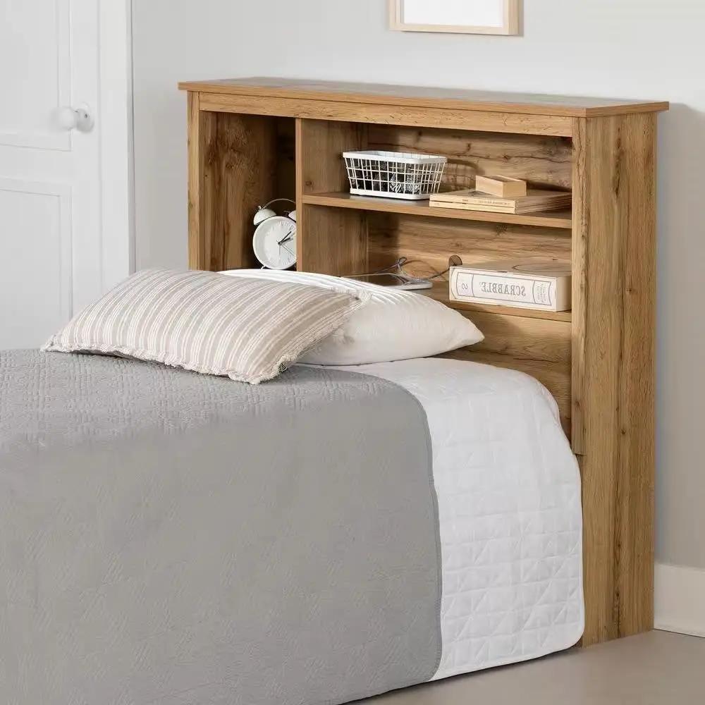 Twin size Modern Scandinavian Style Bookcase Headboard in Oak Wood Finish by HomePacific