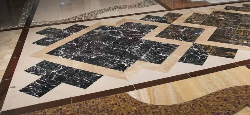 China Black W/vein Polished Marble Tiles 12x12 in a finished room