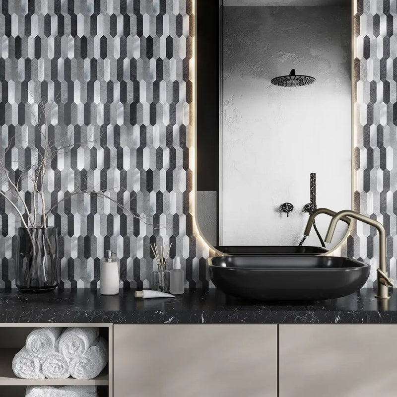 Gray 12x12 Honed Brick PVC Peel & Stick Tile (10 pack, 10 sq ft/case) by Apollo Tile