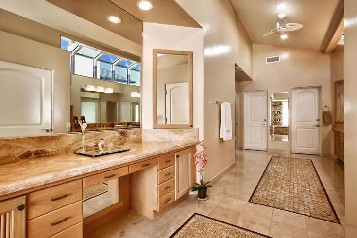 Crema Marfil Classic Polished Marble Tiles 18x18 in a finished room