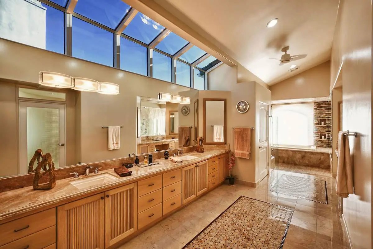 Crema Marfil Polished Pattern Marble Mosaics in a finished room