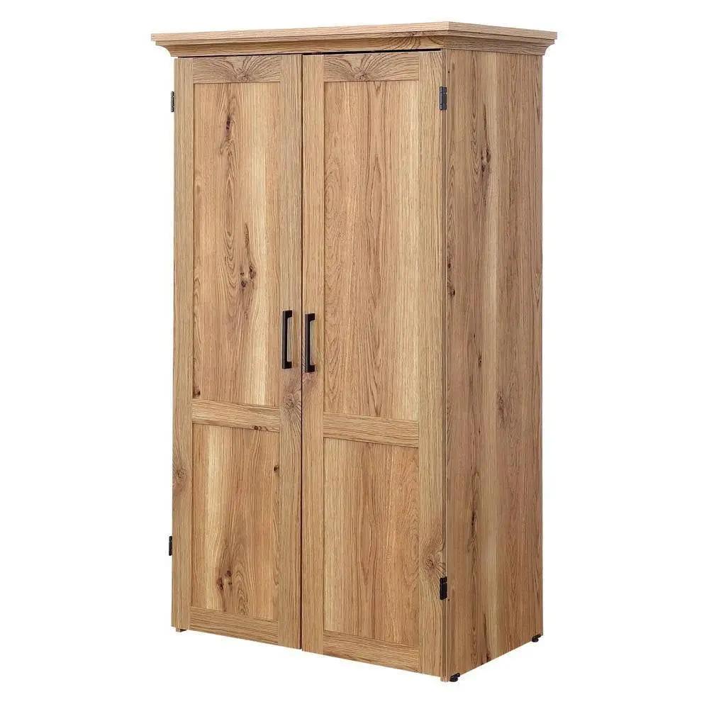 Drop Leaf Computer Desk Craft Table Armoire in Oak Wood Finish - Made in USA by HomePacific