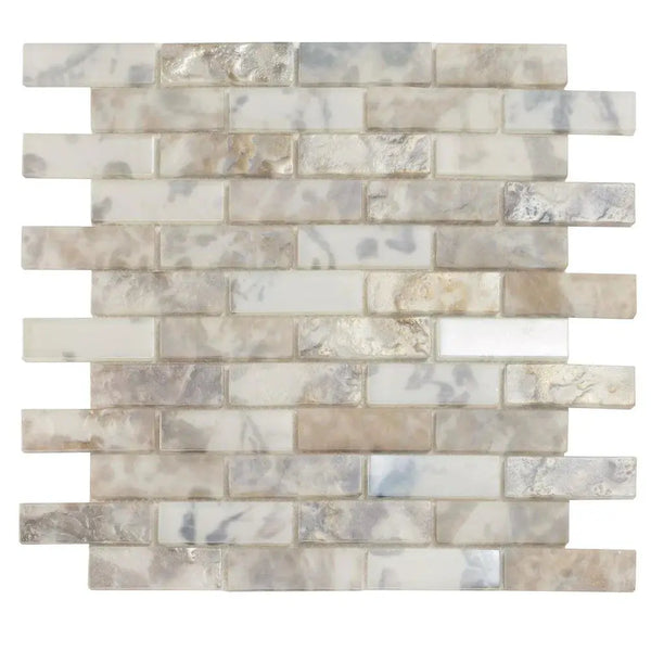 Grey 12x12 Matte Brick Glass Mosaic Tile (10 pack, 9.5 sq ft/case)