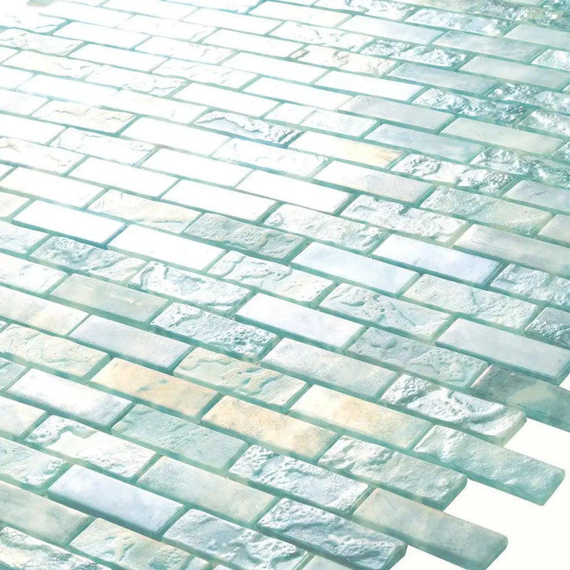 Aqua 12x12 Matte Brick Glass Mosaic Tile (10 pack, 9.5 sq ft/case) by Apollo Tile