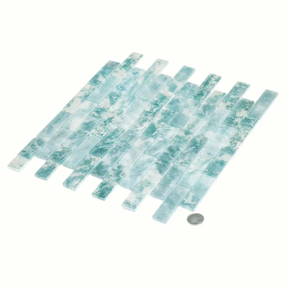 Aqua 12x12 Matte Brick Glass Mosaic Tile (10 pack, 9.5 sq ft/case) by Apollo Tile