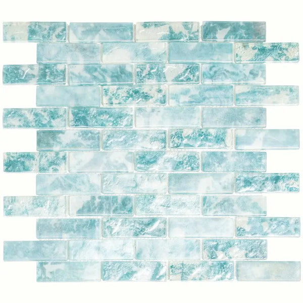 Aqua 12x12 Matte Brick Glass Mosaic Tile (10 pack, 9.5 sq ft/case)