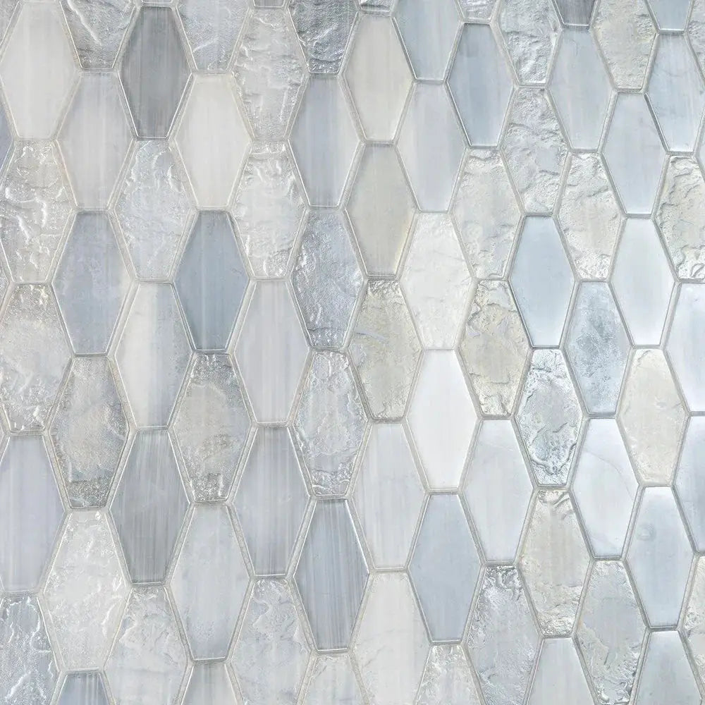 Grey 11x12 Matte Elongated Hexagon Glass Mosaic Tile (10 pack, 8.6 sq ft/case) by Apollo Tile