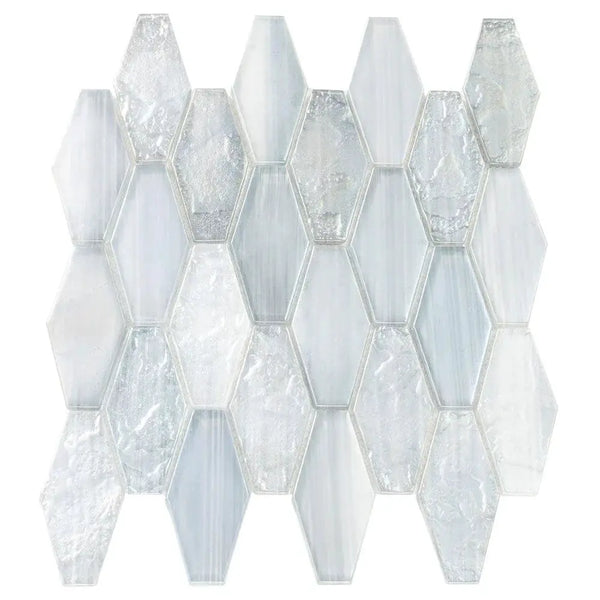 Grey 11x12 Matte Elongated Hexagon Glass Mosaic Tile (10 pack, 8.6 sq ft/case)