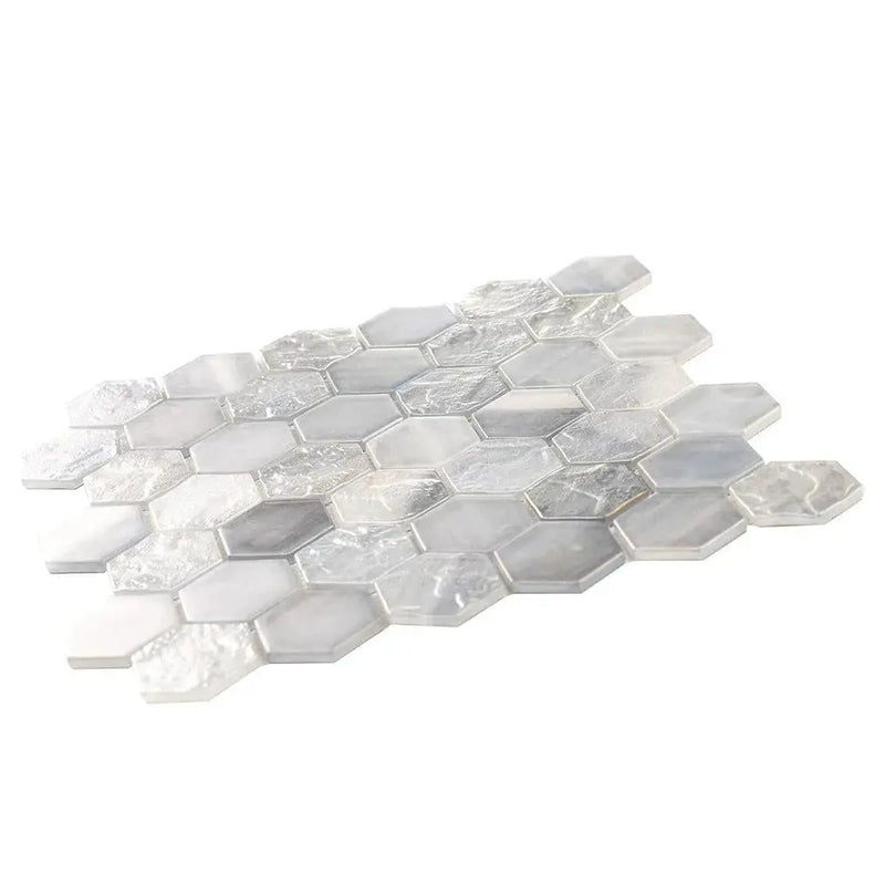 Grey 12x12 Matte Hexagon Glass Mosaic Tile (10 pack, 9.6 sq ft/case) by Apollo Tile