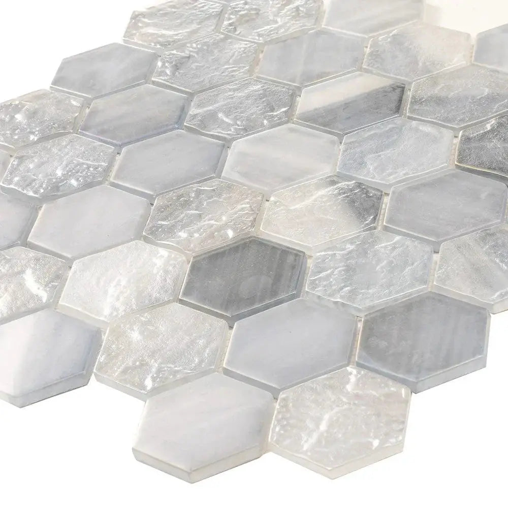 Grey 12x12 Matte Hexagon Glass Mosaic Tile (10 pack, 9.6 sq ft/case) by Apollo Tile