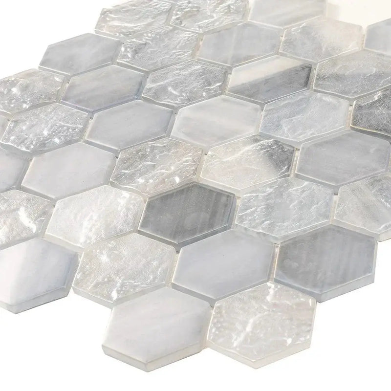 Grey 12x12 Matte Hexagon Glass Mosaic Tile (10 pack, 9.6 sq ft/case) by Apollo Tile