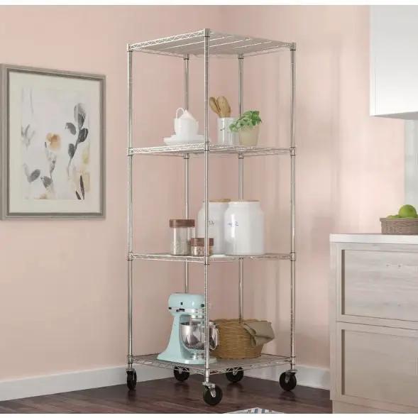 Heavy Duty 4-Tier Corner Storage Rack Shelving Unit with Casters by HomePacific