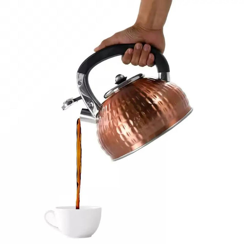 3-Liter Stainless Steel Whistling Teapot Kettle in Copper by HomePacific
