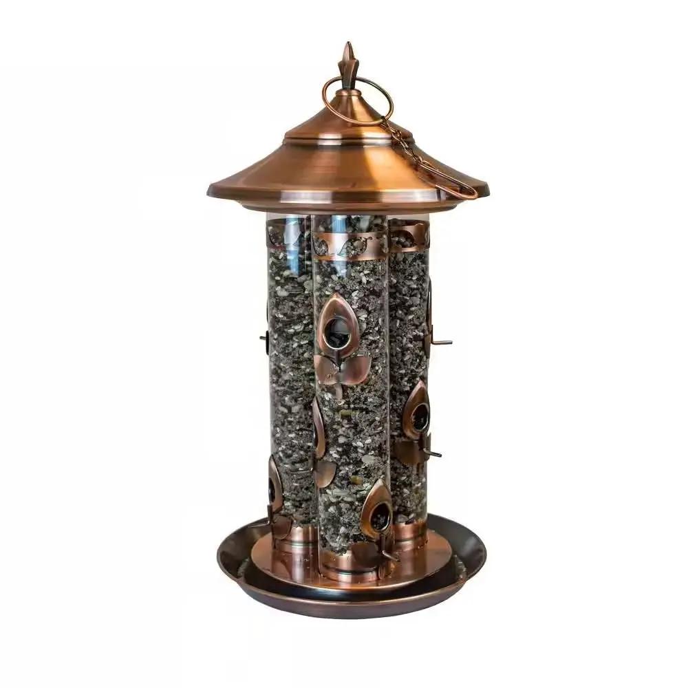 Large Copper Bird Feeder with 3 Tubes and 9 Feeding Ports by HomePacific