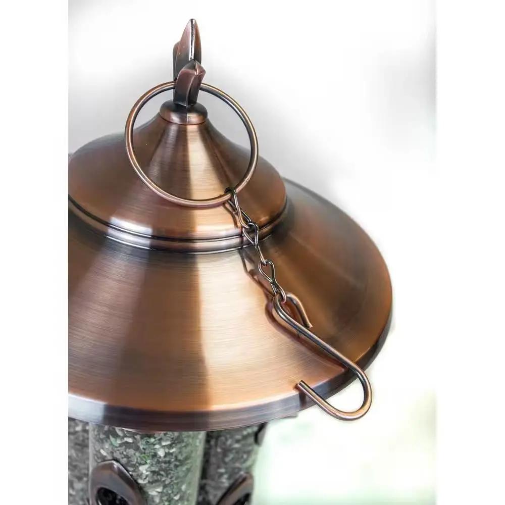 Large Copper Bird Feeder with 3 Tubes and 9 Feeding Ports by HomePacific