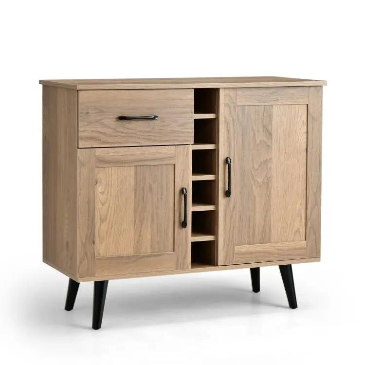 Modern Mid-Century Style Kitchen Buffet Dining Sideboard Cabinet with Wine Rack by HomePacific
