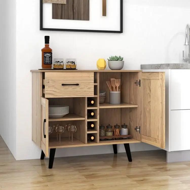 Modern Mid-Century Style Kitchen Buffet Dining Sideboard Cabinet with Wine Rack by HomePacific