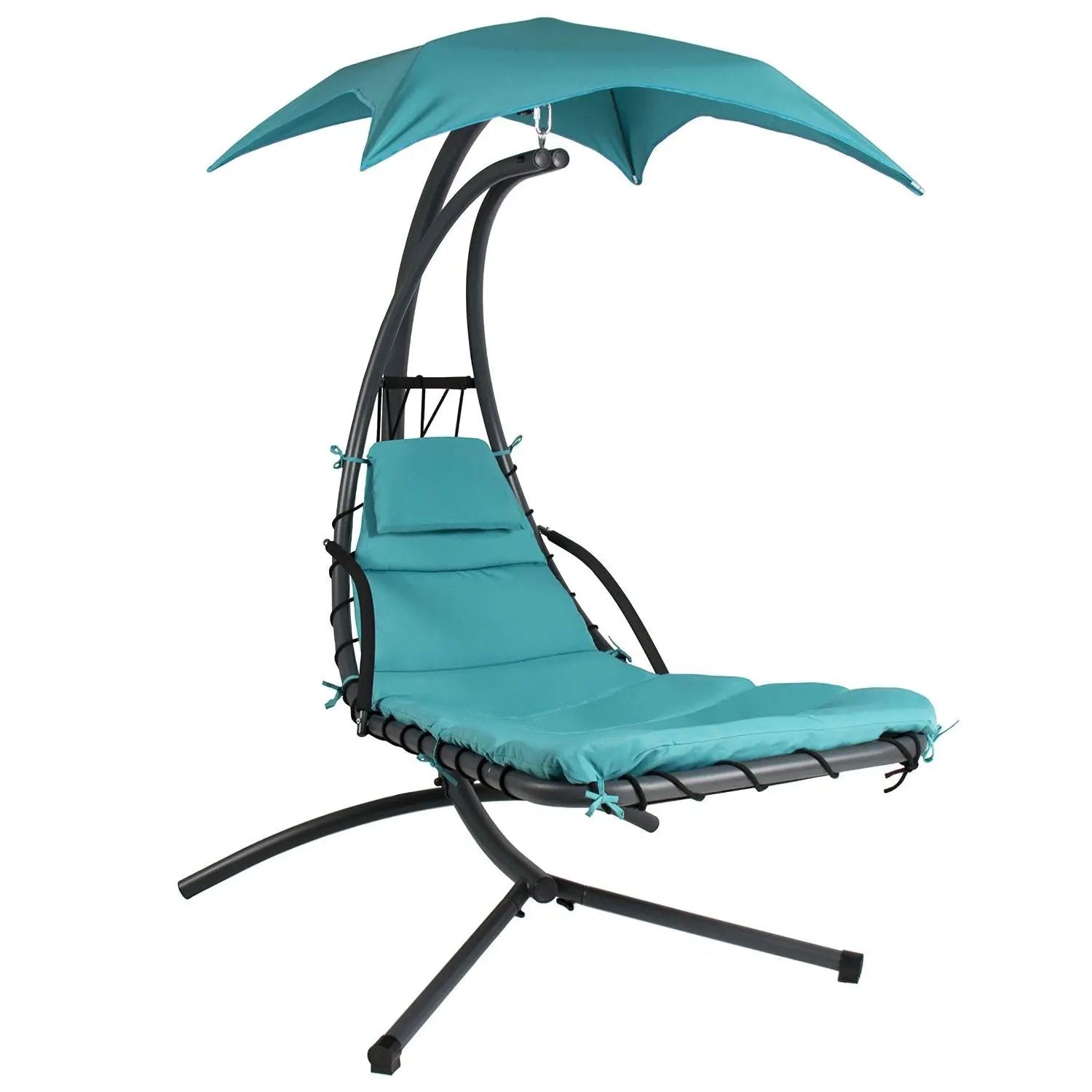 Teal Single Person Sturdy Modern Chaise Lounger Hammock Chair Porch Swing by HomePacific
