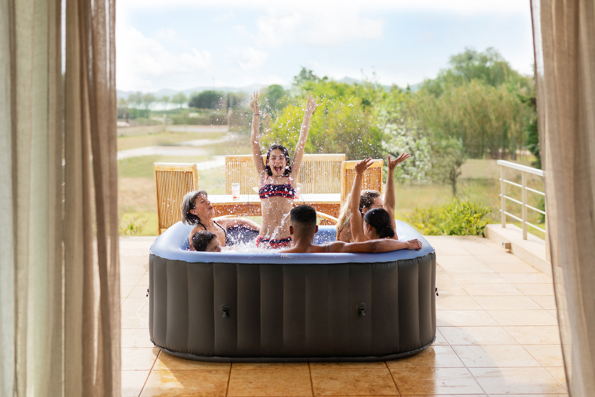 MSPA | TEKAPO | Comfort Series | Inflatable Hot Tub & Spa | Metallic Blue | Upto 6 Person, installed in a room