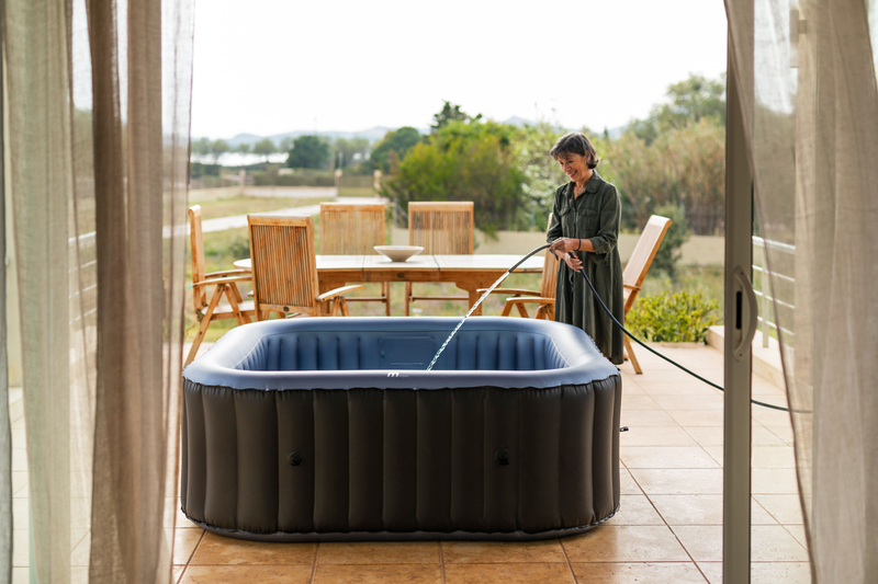 MSPA | TEKAPO | Comfort Series | Inflatable Hot Tub & Spa | Metallic Blue | Upto 6 Person, installed in a room