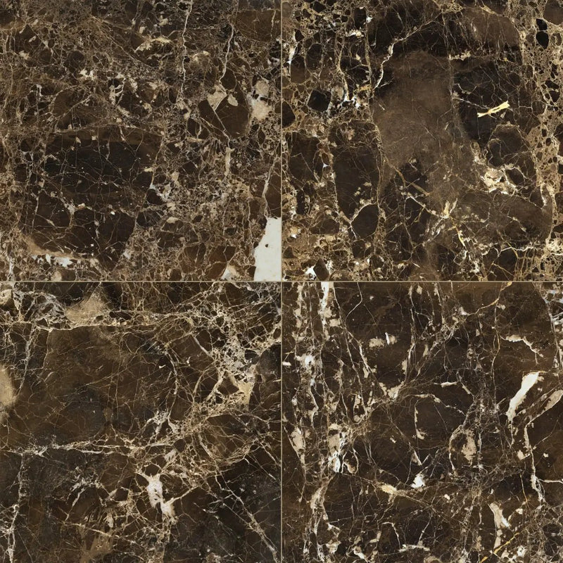 Emperador Dark Polished Marble Tiles 12x12 close up