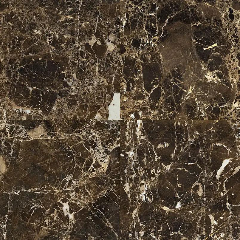 Emperador Dark Polished Marble Tiles 12x12 close up