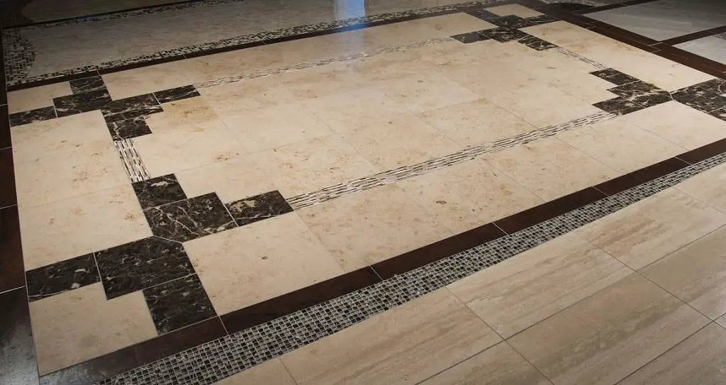 Emperador Dark Polished Marble Tiles 12x12 in a finished room