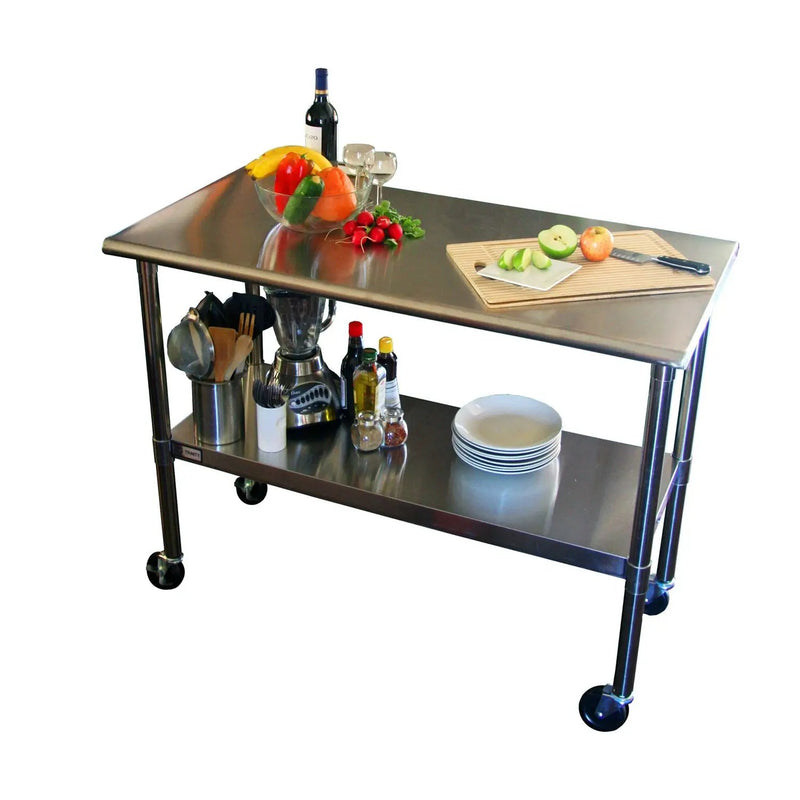 2ft x 4ft Stainless Steel Top Kitchen Prep Table with Locking Casters Wheels by HomePacific