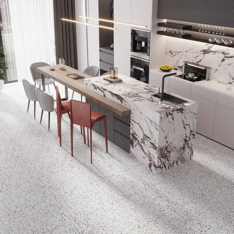 Bright White with Multi flecks 24x24 Matte Square Porcelain Large Format Tile (4 pack, 15.93 sq ft/case) by Apollo Tile